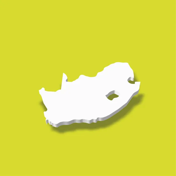 Sudáfrica: mapa de silueta en 3D blanco de la zona del país con sombra caída sobre fondo verde. Ilustración simple vector plano — Archivo Imágenes Vectoriales