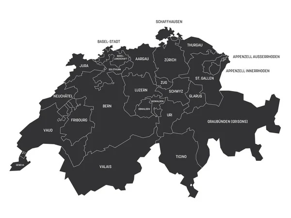 Карта кантона Швейцария — стоковый вектор