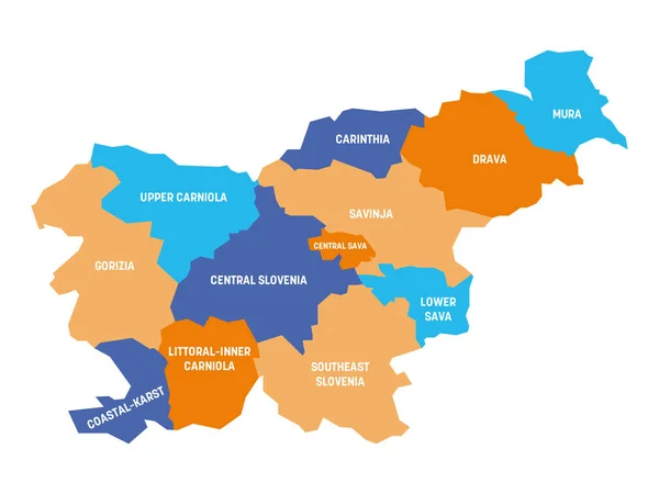 Slovenya - istatistiksel bölgelerin haritası — Stok Vektör