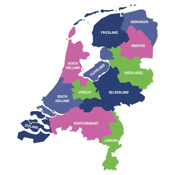 Países Bajos - mapa de provincias — Archivo Imágenes Vectoriales