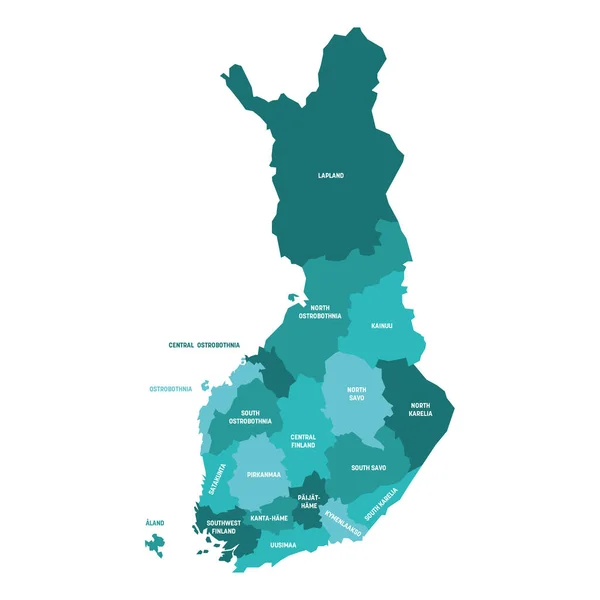 Finlandia - mappa delle regioni — Vettoriale Stock