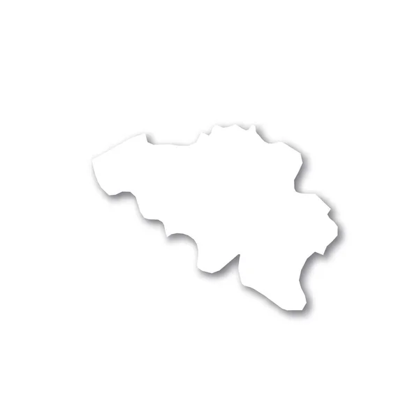 Bélgica: mapa de silueta en 3D blanco de la zona rural con sombra caída sobre fondo blanco. Ilustración simple vector plano — Archivo Imágenes Vectoriales