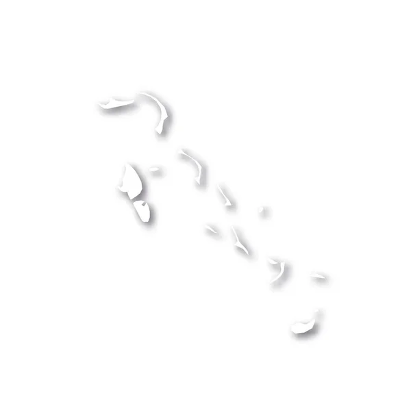 바하마 - 흰색 3 차원 실루엣 지도가 흰색 배경에 그림자를 드리우고 있다. 단순 한 평평 한 벡터 삽화 — 스톡 벡터