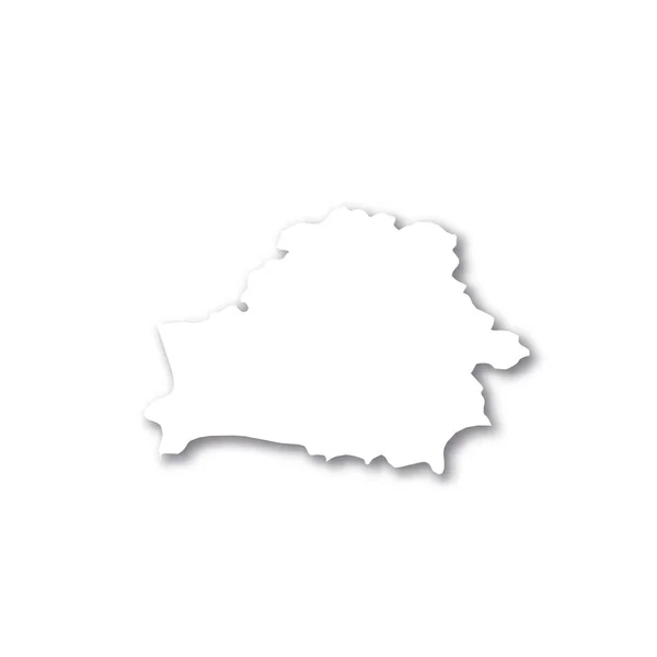 Bielorrusia: mapa de silueta 3D blanca de la zona rural con sombra caída sobre fondo blanco. Ilustración simple vector plano — Archivo Imágenes Vectoriales