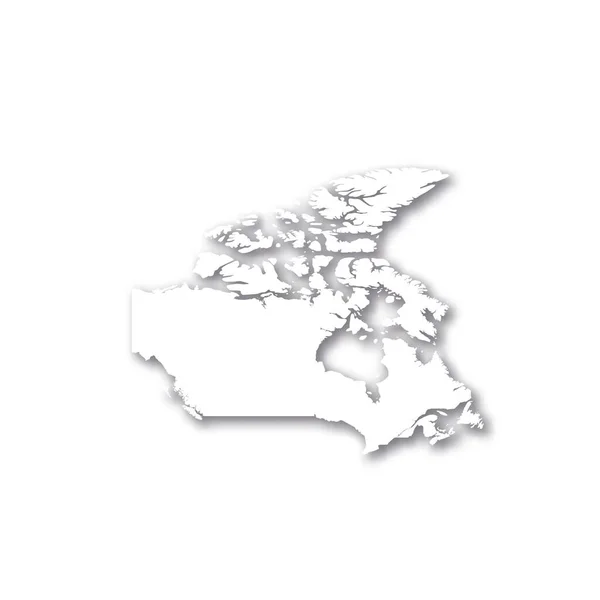 Canadá - mapa de silueta en 3D blanco de la zona del país con sombra caída sobre fondo blanco. Ilustración simple vector plano — Archivo Imágenes Vectoriales
