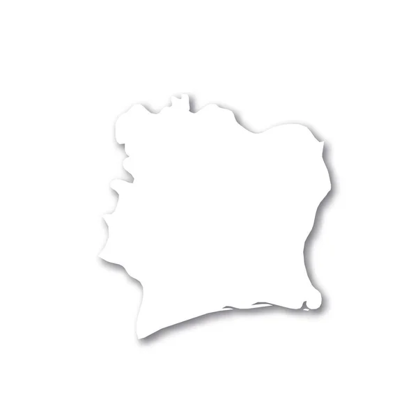 Cote d Ivoire: mapa de silueta en 3D blanco de la zona rural con sombra caída sobre fondo blanco. Ilustración simple vector plano — Archivo Imágenes Vectoriales