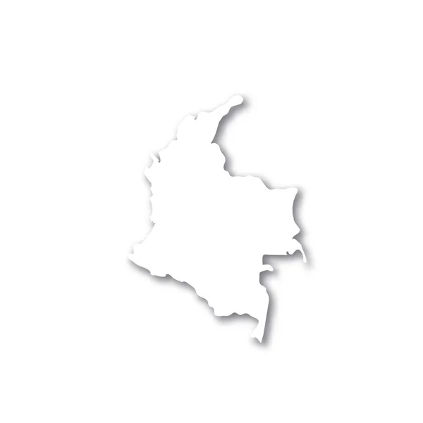 Colombia: mapa de silueta en 3D blanco de la zona rural con sombra caída sobre fondo blanco. Ilustración simple vector plano — Archivo Imágenes Vectoriales