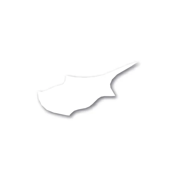 Cyprus - white 3D silhouette map of country area with dropped shadow on white background. Simple flat vector illustration — Stock Vector