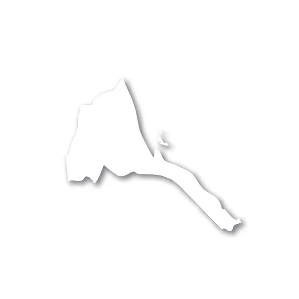 Ερυθραία - λευκό 3D χάρτη της περιοχής χώρα με ρίψη σκιά σε λευκό φόντο. Απλή επίπεδη διανυσματική απεικόνιση — Διανυσματικό Αρχείο