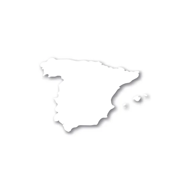 Spanien - vit 3D siluett karta över landsbygden med tappade skugga på vit bakgrund. Enkel platt vektor illustration — Stock vektor
