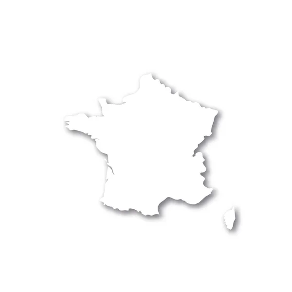 France - carte de silhouette 3D blanche de la région du pays avec ombre portée sur fond blanc. Illustration vectorielle plate simple — Image vectorielle