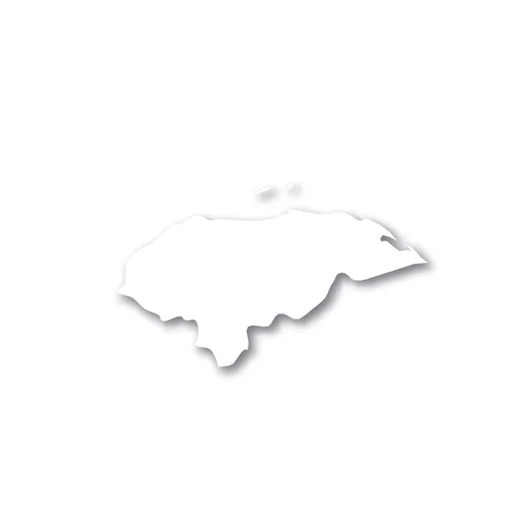 Honduras Mapa de silueta en 3D blanco de la zona rural con sombra caída sobre fondo blanco. Ilustración simple vector plano — Archivo Imágenes Vectoriales
