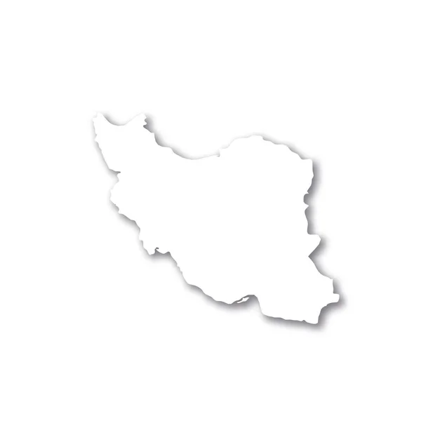 Irán: mapa de silueta en 3D blanco de la zona del país con sombra caída sobre fondo blanco. Ilustración simple vector plano — Archivo Imágenes Vectoriales
