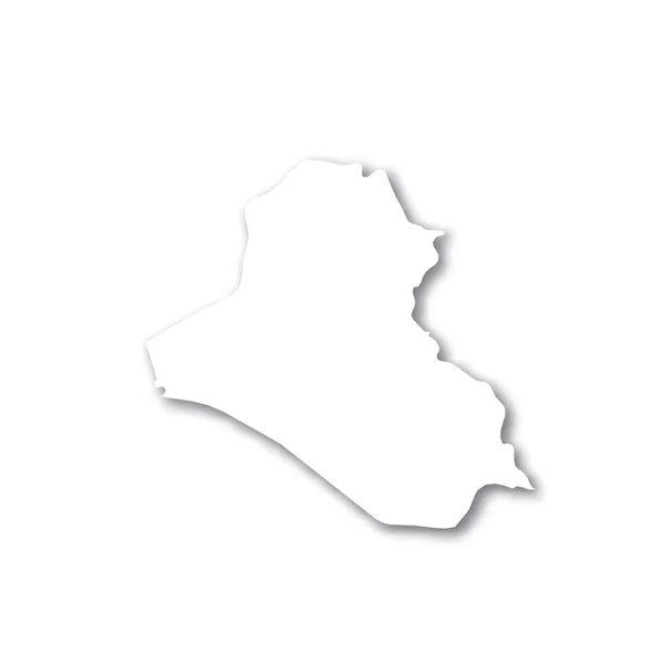 Irák - bílá 3D silueta mapa krajiny s vrženým stínem na bílém pozadí. Jednoduchá plochá vektorová ilustrace — Stockový vektor