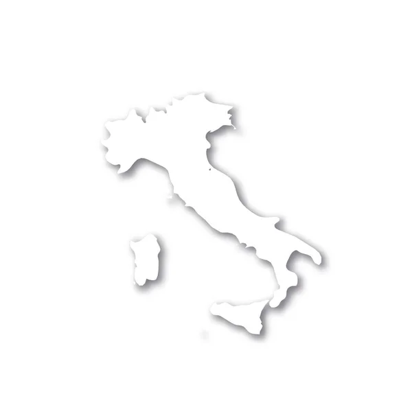 Olaszország - fehér 3D-s sziluett térkép az ország területén csepegtetett árnyék fehér háttér. Egyszerű lapos vektor illusztráció — Stock Vector