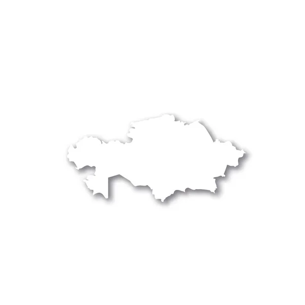 Kasachstan - weiße 3D-Silhouetten-Landkarte mit fallendem Schatten auf weißem Hintergrund. Einfache flache Vektorabbildung — Stockvektor