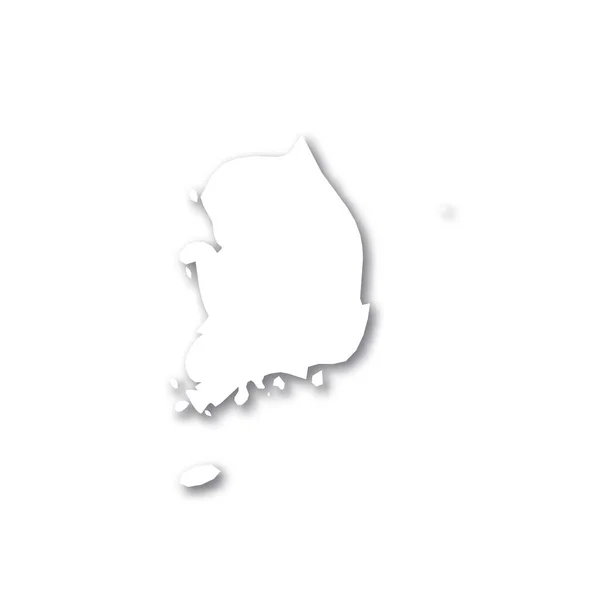 Etelä-Korea - valkoinen 3D-siluetti kartta maa-alueen pudonnut varjo valkoisella taustalla. Yksinkertainen litteä vektori kuva — vektorikuva