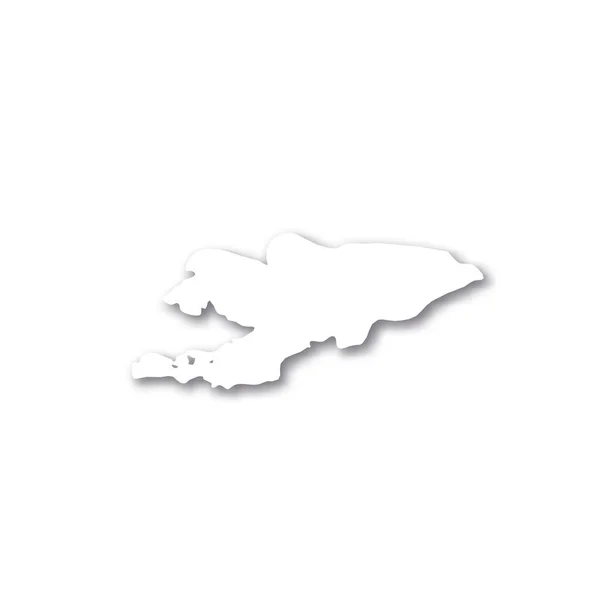 Kyrgyzstan - white 3D silhouette map of country area with dropped shadow on white background. Simple flat vector illustration — Stock Vector