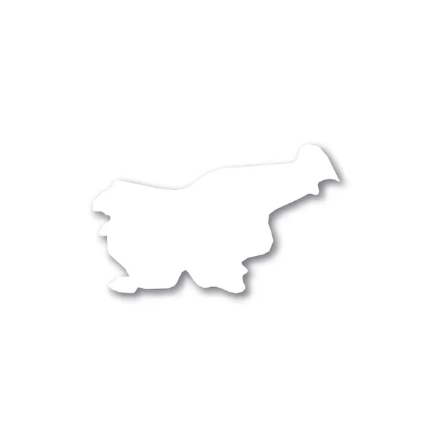 Eslovênia - mapa silhueta 3D branco da área do país com sombra solta sobre fundo branco. Ilustração simples do vetor plano — Vetor de Stock