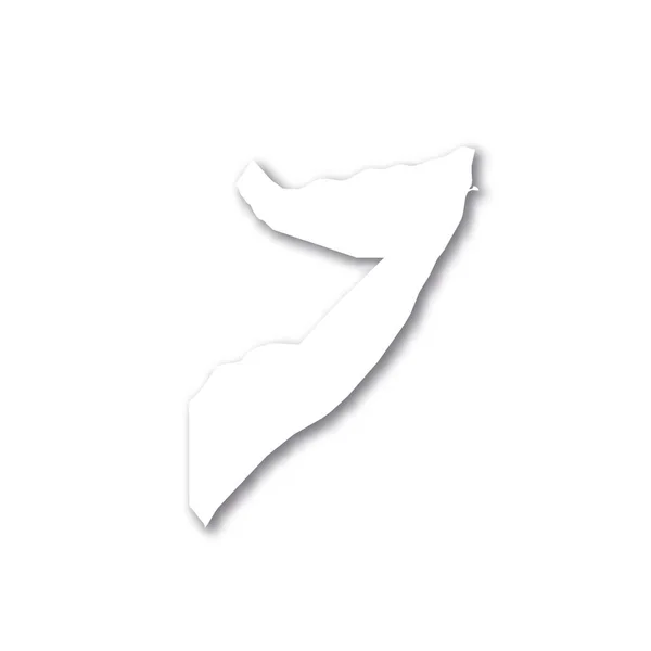 ソマリア-白い背景に影を落とした国の地域の白い3Dシルエット地図。シンプルなフラットベクトルイラスト — ストックベクタ