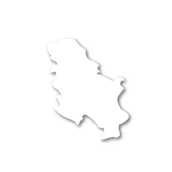 Serbia - biała mapa sylwetki 3D kraju z opuszczonym cieniem na białym tle. Prosta płaska ilustracja wektora — Wektor stockowy