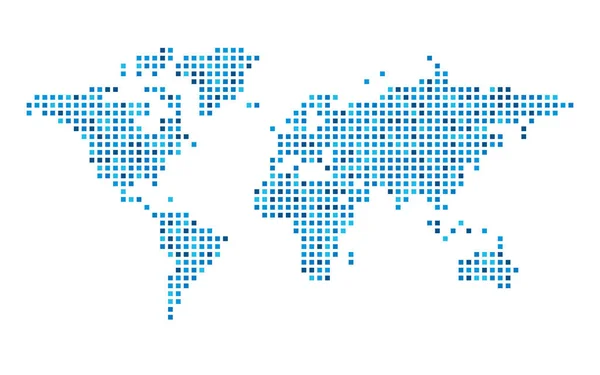 Peta dunia mosaik bertitik-titik biru - Stok Vektor