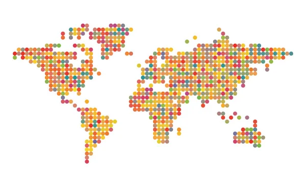 Barevná mozaika mapy světa — Stockový vektor