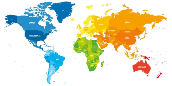 Kolorowa mapa polityczna świata — Wektor stockowy