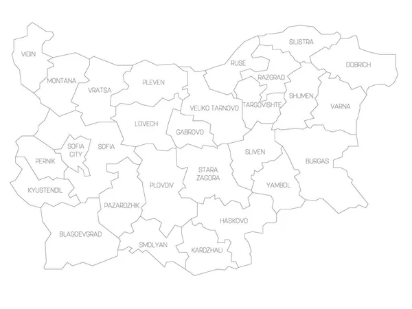 Bulgária - mapa das províncias — Vetor de Stock