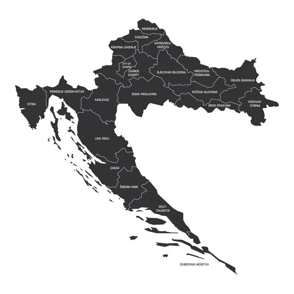 Croacia - mapa político de los condados — Archivo Imágenes Vectoriales