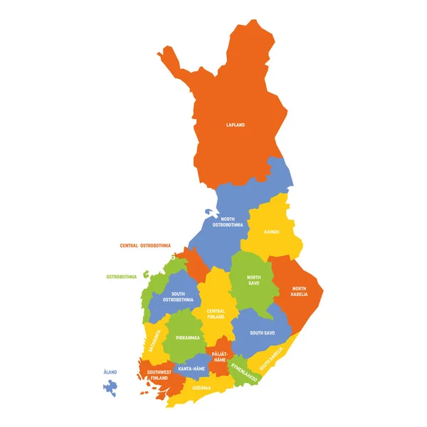 Finland - regionernas politiska karta — Stock vektor