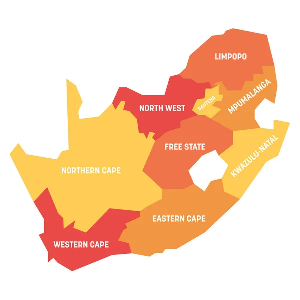 Sydafrika - karta över provinser — Stock vektor