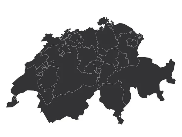 Suiza - Mapa en blanco de cantones — Vector de stock