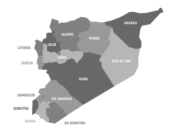 Политическая карта провинций Сирии — стоковый вектор