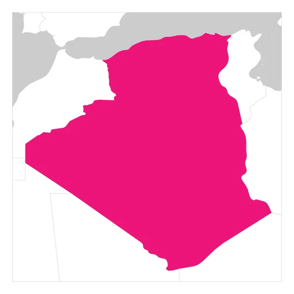 Карта Алжира розовый выделен с соседними странами — стоковый вектор