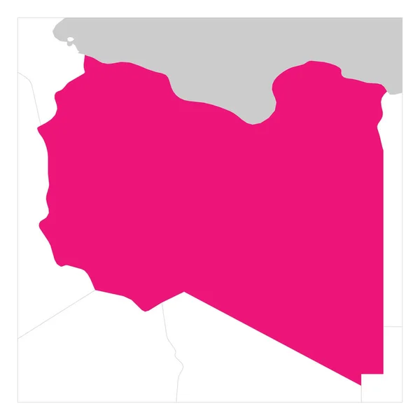 Map of Libya pink highlighted with neighbor countries — Stockvector