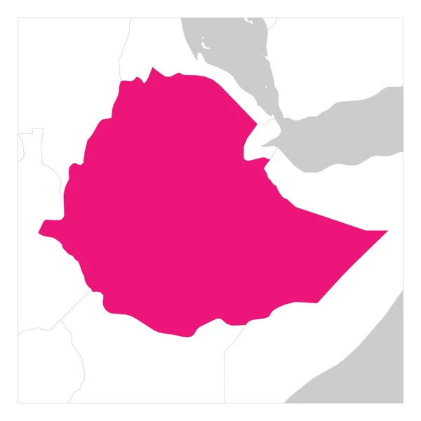 Карта Эфиопии розовый выделен с соседними странами — стоковый вектор