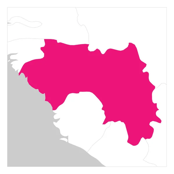 Mapa Guineje růžová zvýrazněná sousedními zeměmi — Stockový vektor
