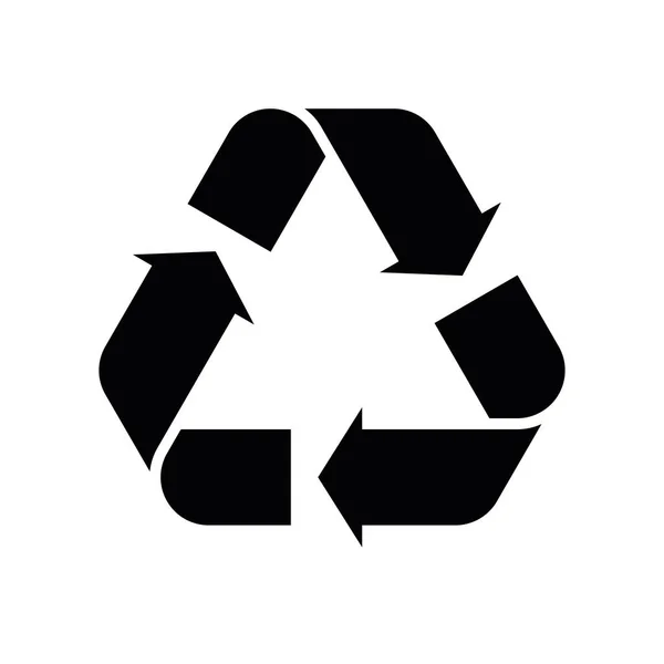Preto plana símbolo de reciclagem universal — Vetor de Stock