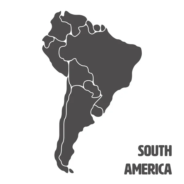 Mapa liso del continente sudamericano — Vector de stock