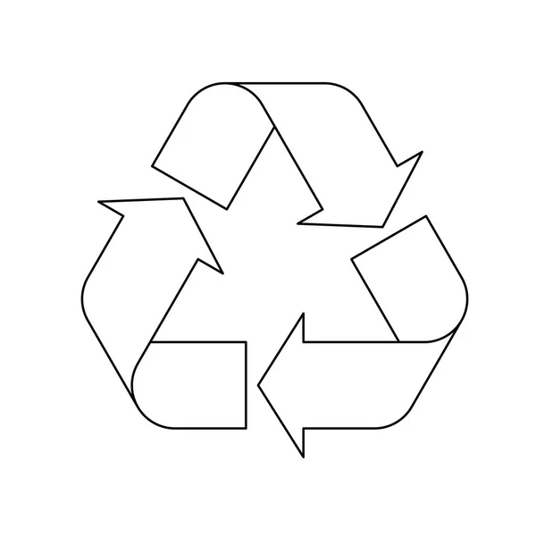 Czarny zarys uniwersalny symbol recyklingu — Wektor stockowy