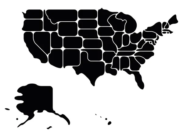 Mappa semplificata degli Stati Uniti — Vettoriale Stock