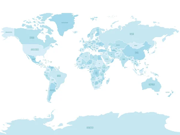 単純化された滑らかな国境世界地図 — ストックベクタ