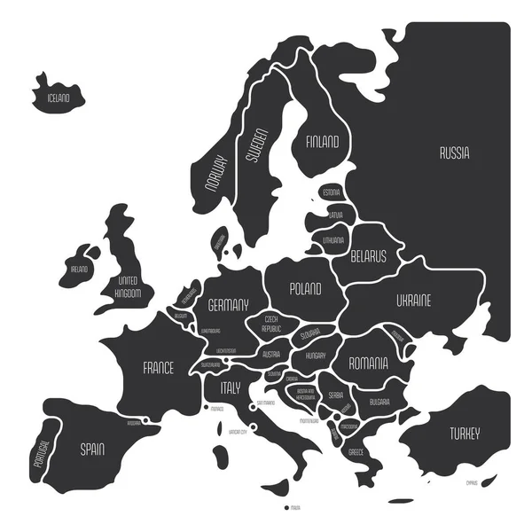 Mappa semplificata dell'Europa — Vettoriale Stock