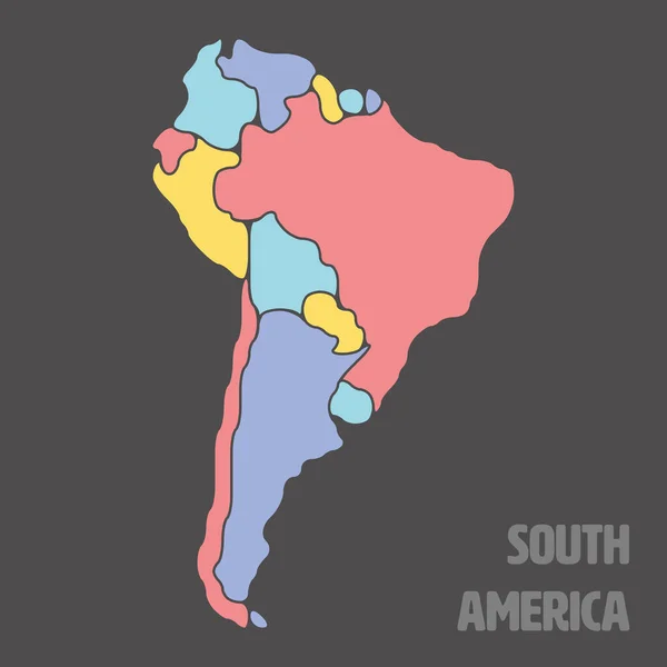 남아메리카 대륙의 매끄러운 지도 — 스톡 벡터