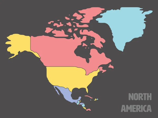 Kuzey Amerika kıtasının düz haritası — Stok Vektör