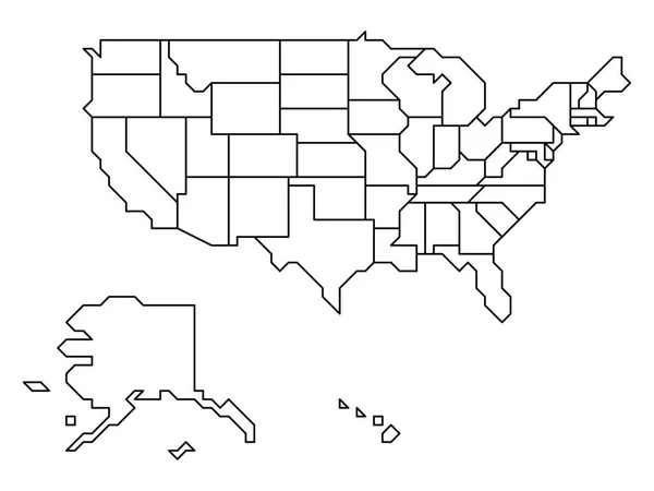 Mappa retrò generalizzata degli Stati Uniti — Vettoriale Stock