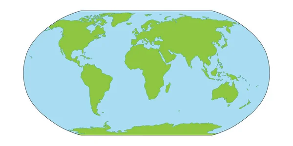 Peta dunia siluet dalam proyeksi Robinson - Stok Vektor