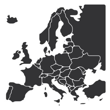 Simplified smooth map of Europe clipart