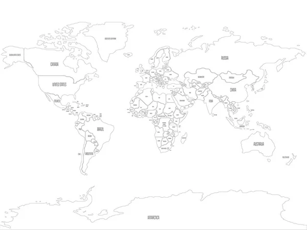 Frontière lisse simplifiée Carte du monde — Image vectorielle